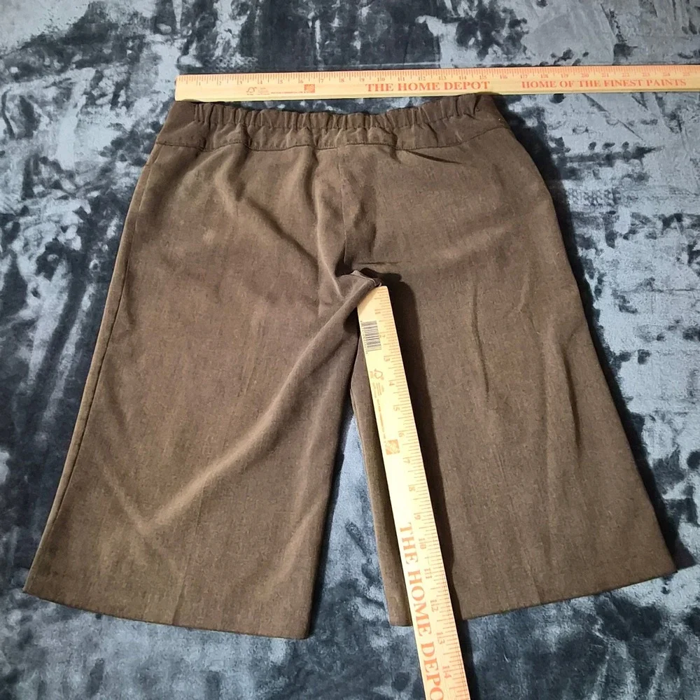Imagenation Brown Wide Leg Cropped Pants Elastic Back Culottes Trousers Womens